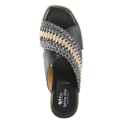 FAZZINA CRYSS-CROSS LEATHER WEDGE SLIDES BY SPRING STEP