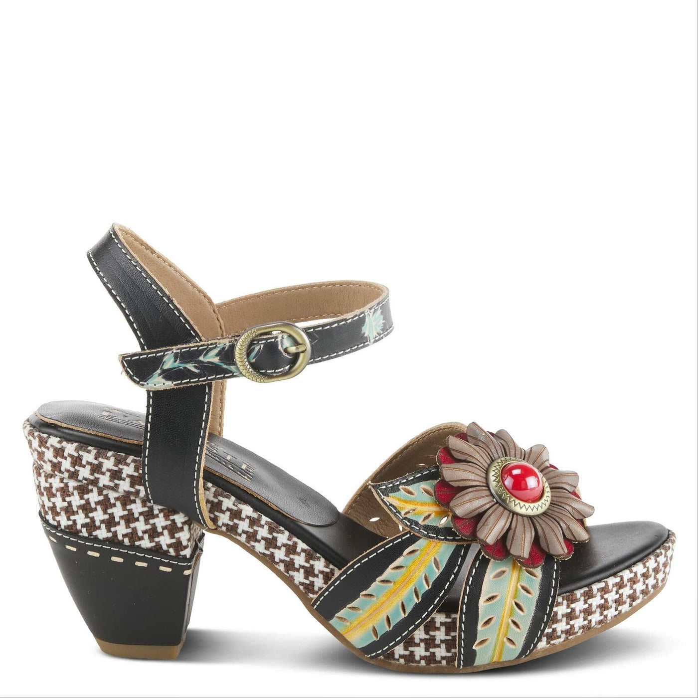 Spring Step L'Artiste Women's Astarr Ankle Strap High Heel Sandal Black Multi EU 40 / US 9