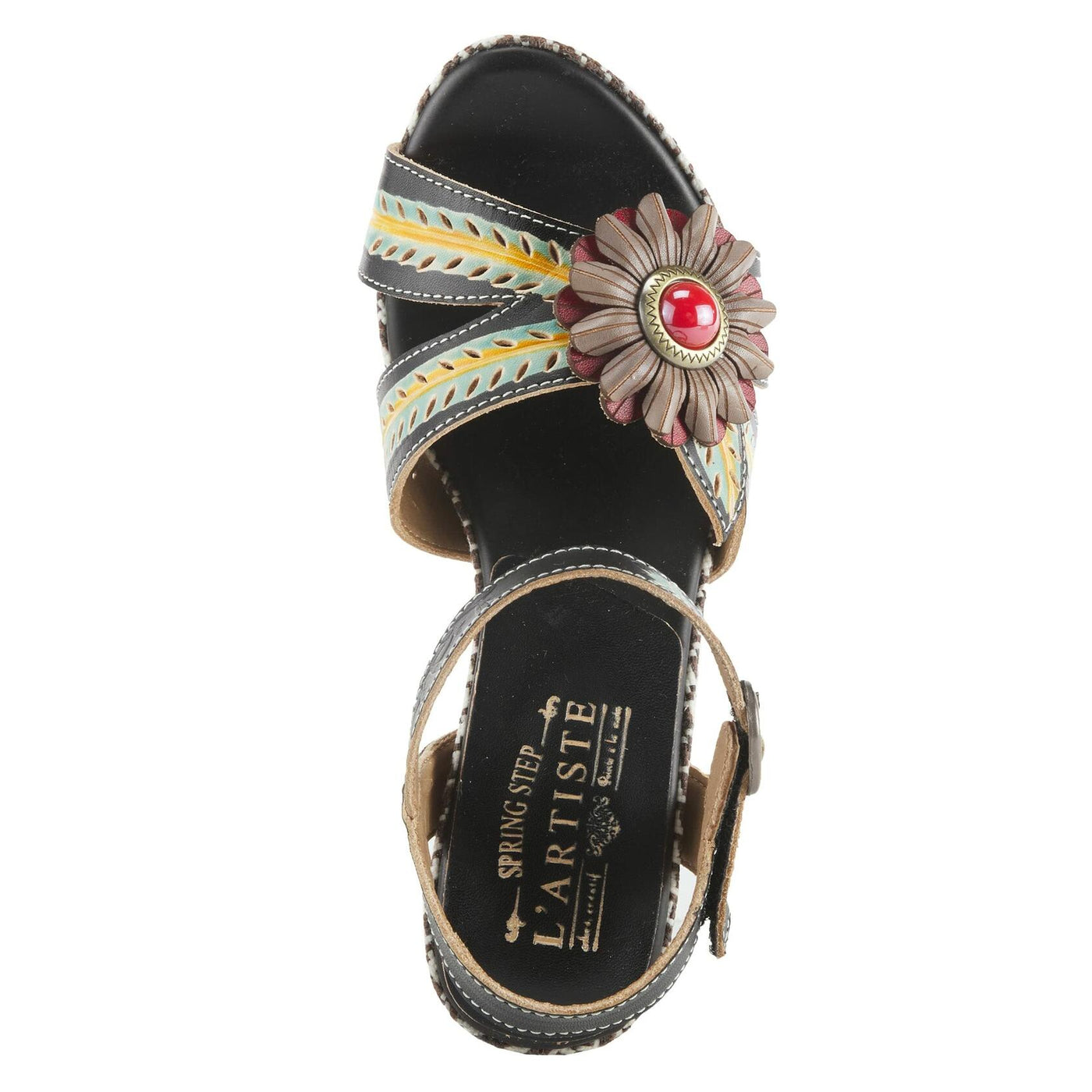 Spring Step L'Artiste Women's Astarr Ankle Strap High Heel Sandal Black Multi EU 40 / US 9