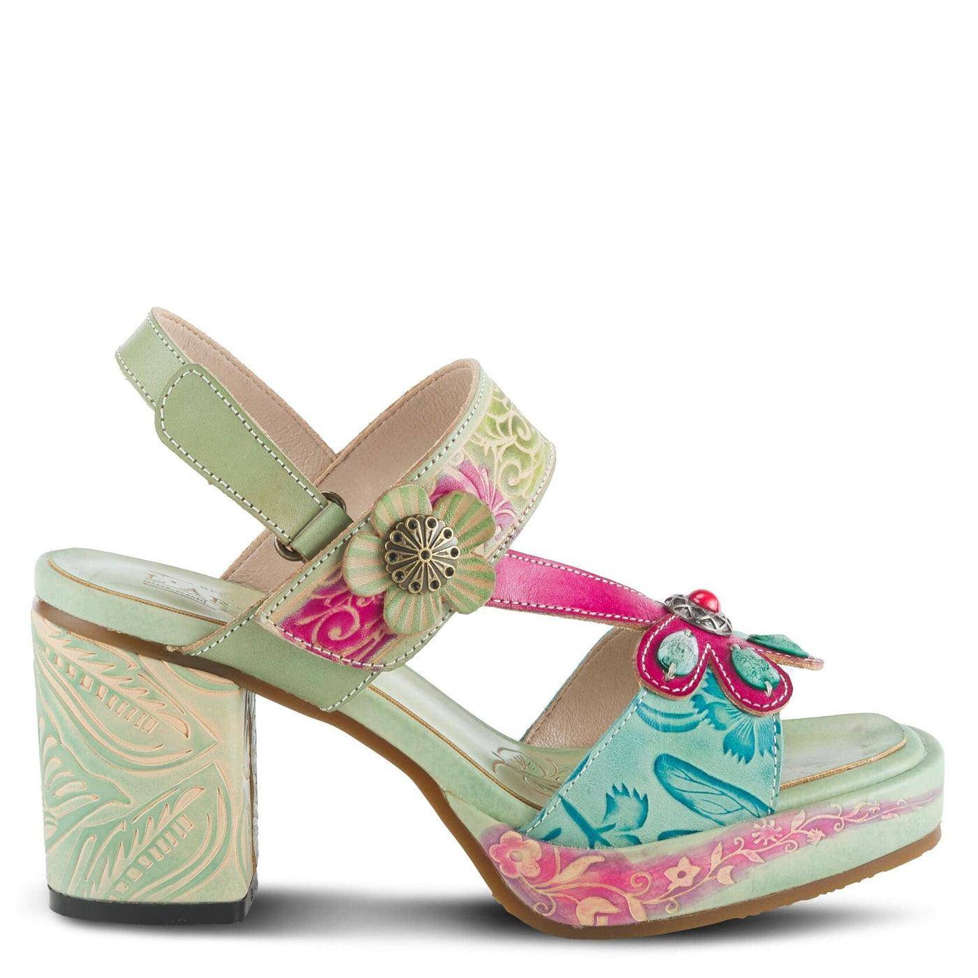 Spring Step L'Artiste Women's Gomma High Heel Sandal Mint Green Multi EU 39 / US 8.5
