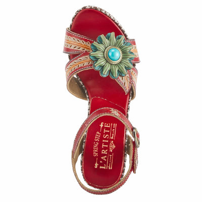 Spring Step L'Artiste Women's Astarr Ankle Strap High Heel Sandal Red Multi EU 36 / US 5.5-6