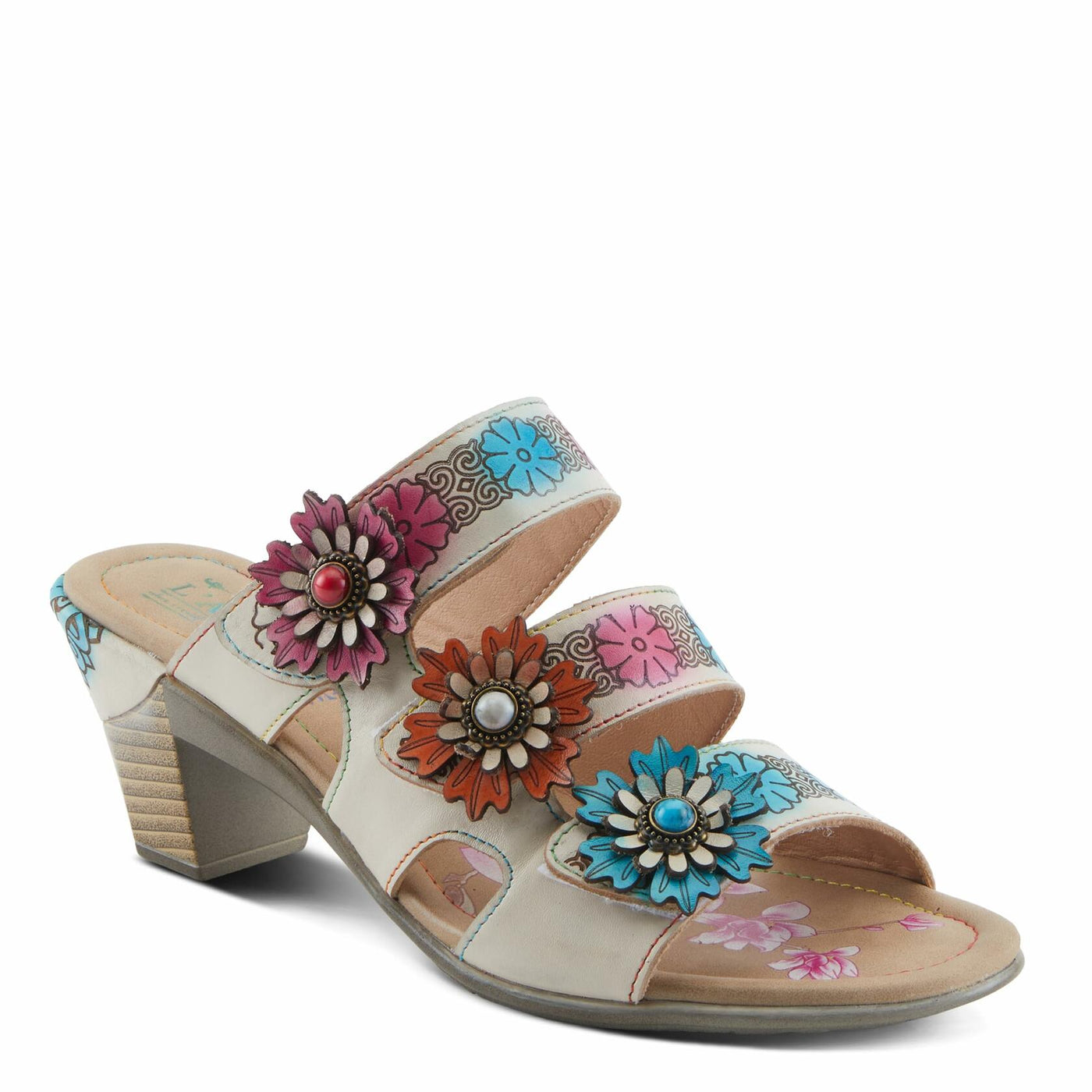 L'Artiste by Spring Step Women's Alexi Sandal, White Multi, 10.5-11