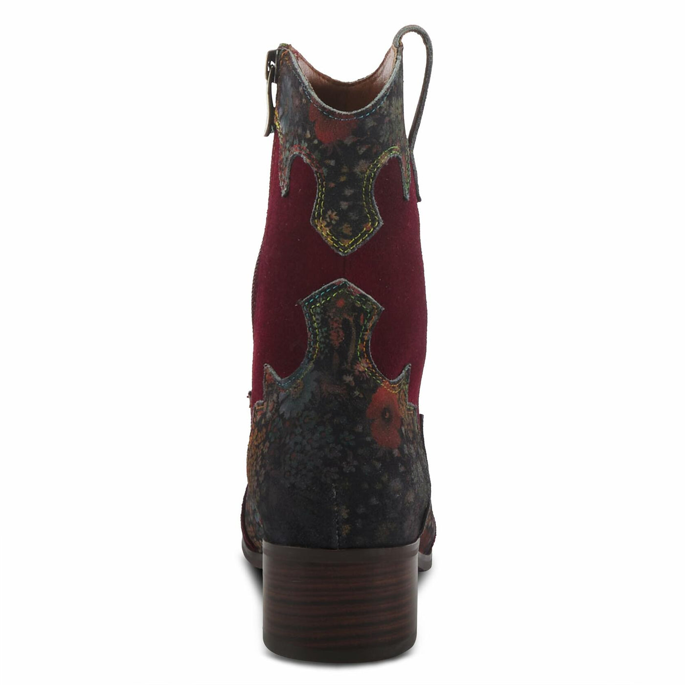 Spring Step L'Artiste Women's Ladyluck Western Boto with Flowers Bordeaux Multi Suede EU 38/7.5-8