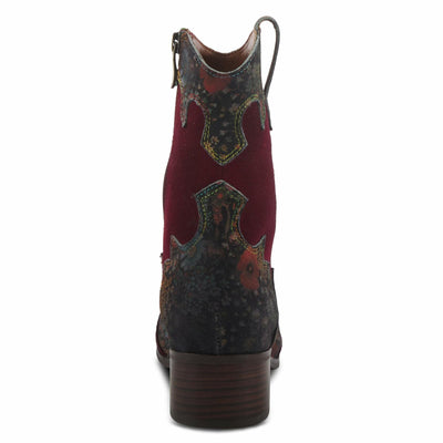 Spring Step L'Artiste Women's Ladyluck Western Boto with Flowers Bordeaux Multi Suede EU 38/7.5-8