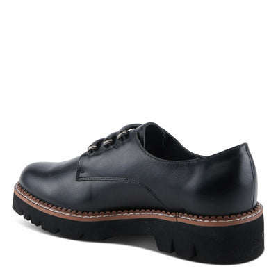 PATRIZIA Women's HAZELINA Oxfords with Burnished Finish, Elastic Laces, and Lightweight EVA Sole Black EU 38/ US 7.5-8