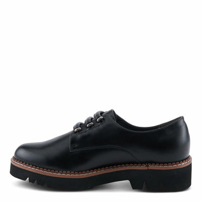 PATRIZIA Women's HAZELINA Oxfords with Burnished Finish, Elastic Laces, and Lightweight EVA Sole Black EU 38/ US 7.5-8