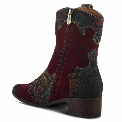 Spring Step L'Artiste Women's Ladyluck Western Boto with Flowers Bordeaux Multi Suede EU 38/7.5-8