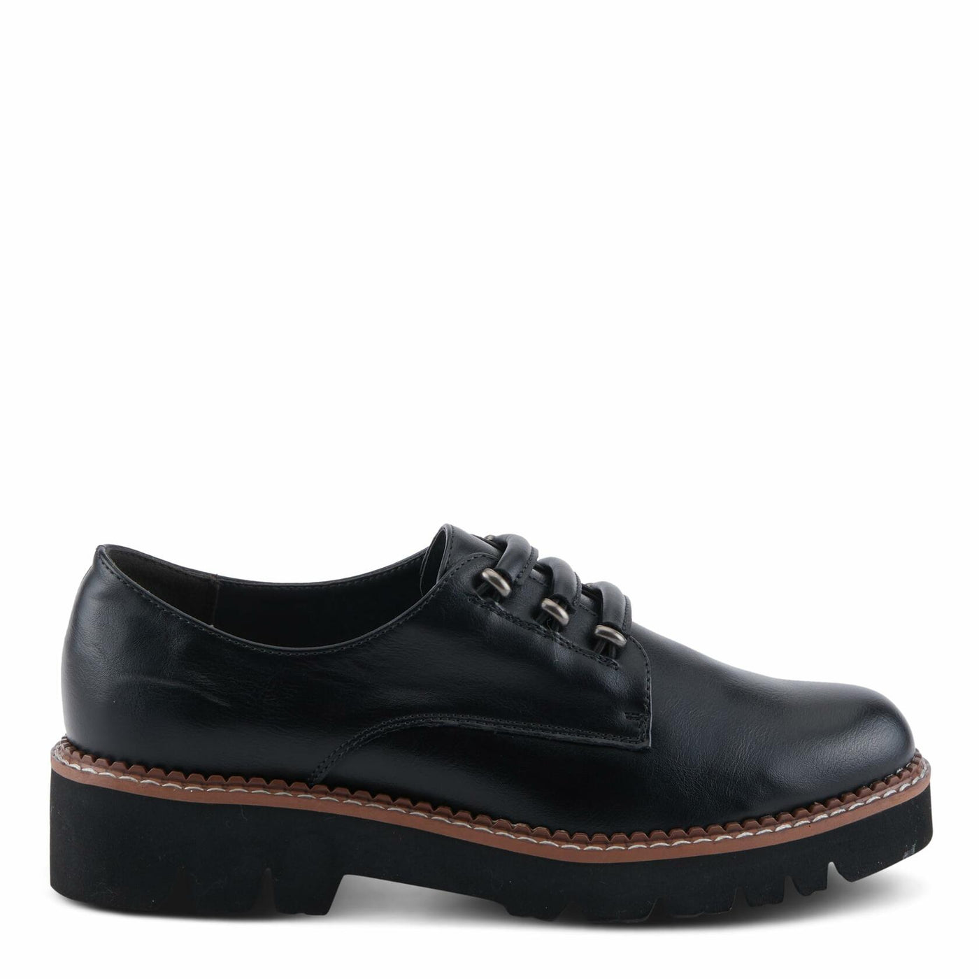 PATRIZIA Women's HAZELINA Oxfords with Burnished Finish, Elastic Laces, and Lightweight EVA Sole Black EU 38/ US 7.5-8