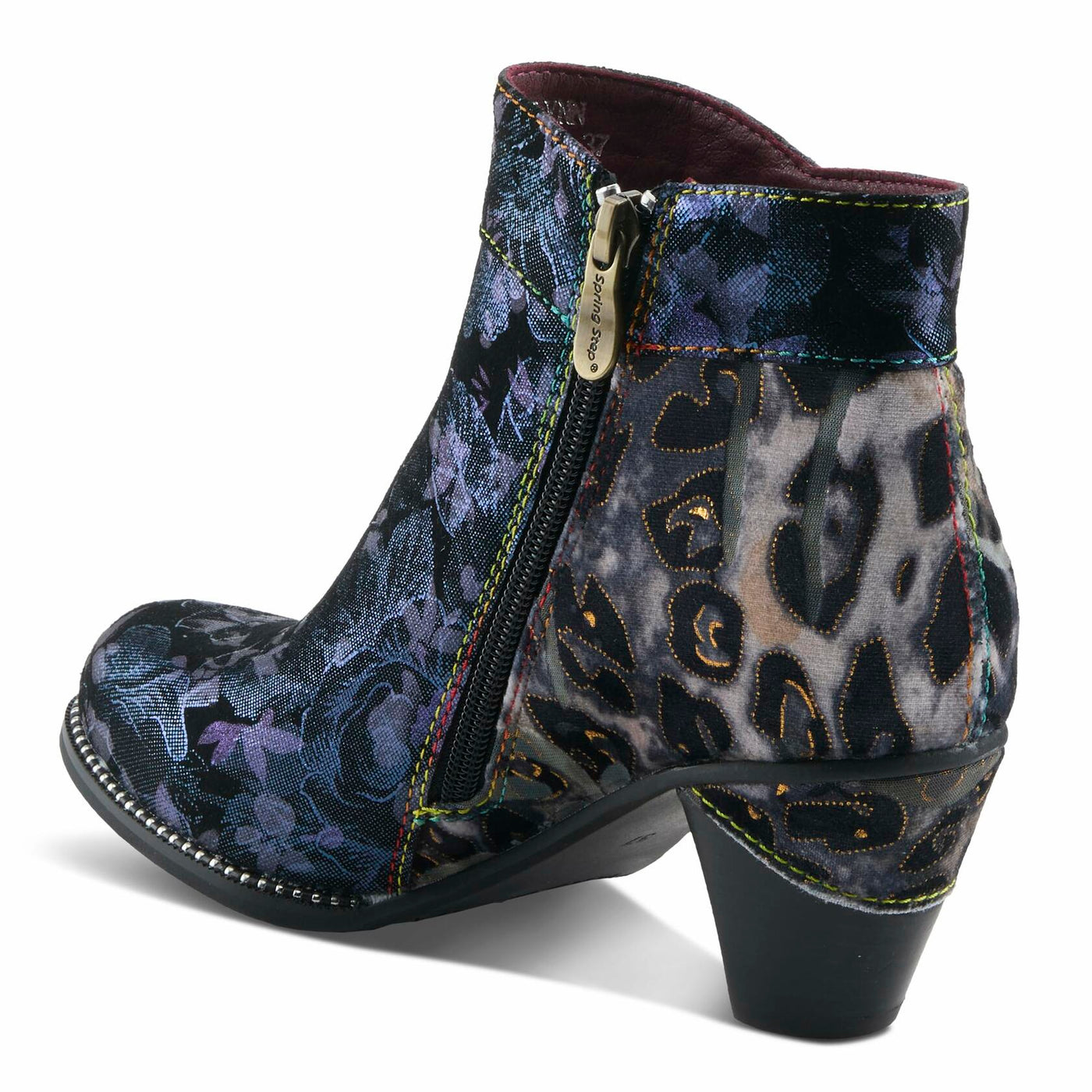 Spring Step L'Artiste Dessalynn Heeled Booties | Suede & Velvet Ankle Boots with Vintage Charm NAVY MULTI EU 38 / US 7.5-8
