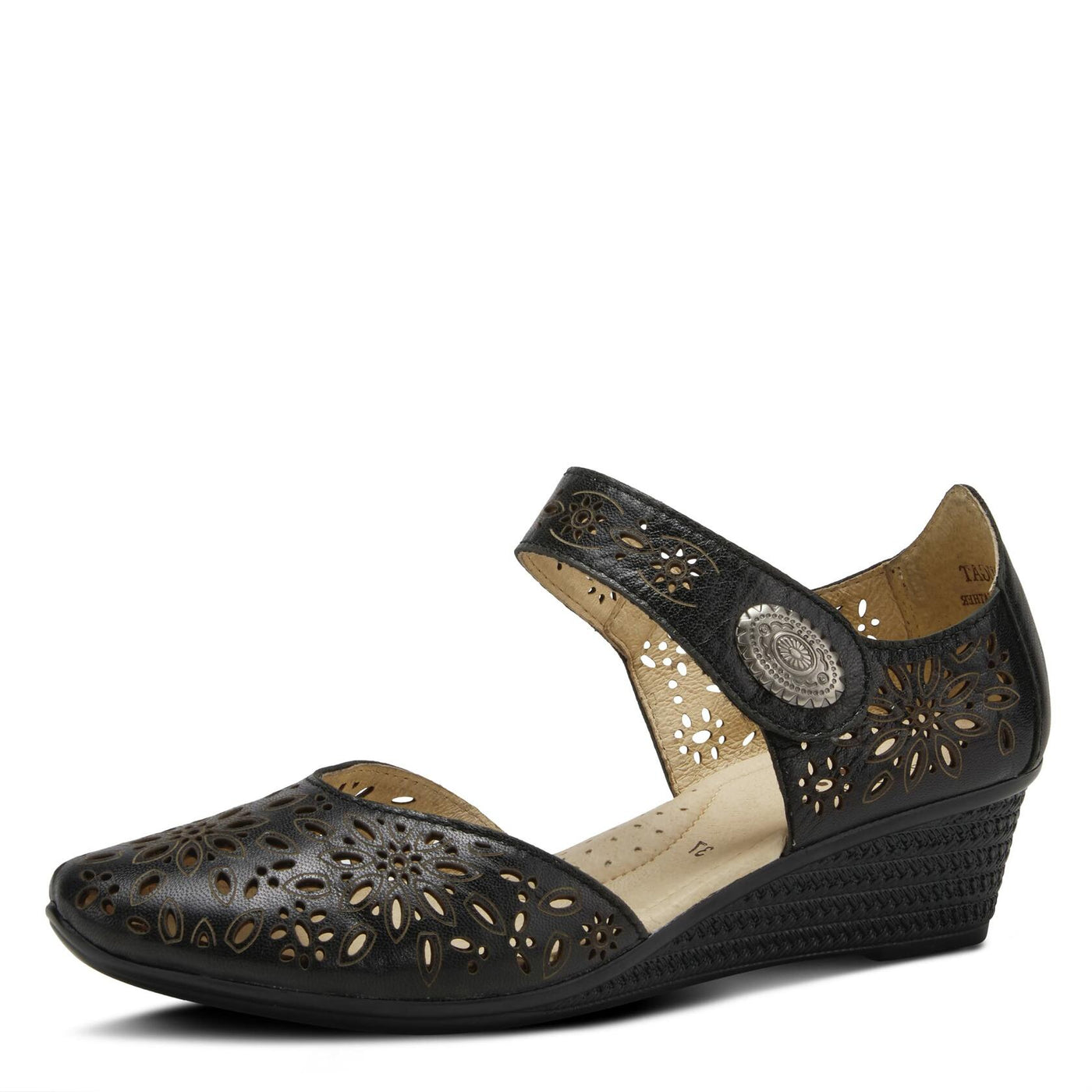 Spring Step Women's Nougat Wedge Sandal, Black, 36 EU/5.5-6 M US