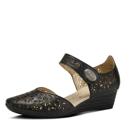 Spring Step Women's Nougat Wedge Sandal, Black, 36 EU/5.5-6 M US