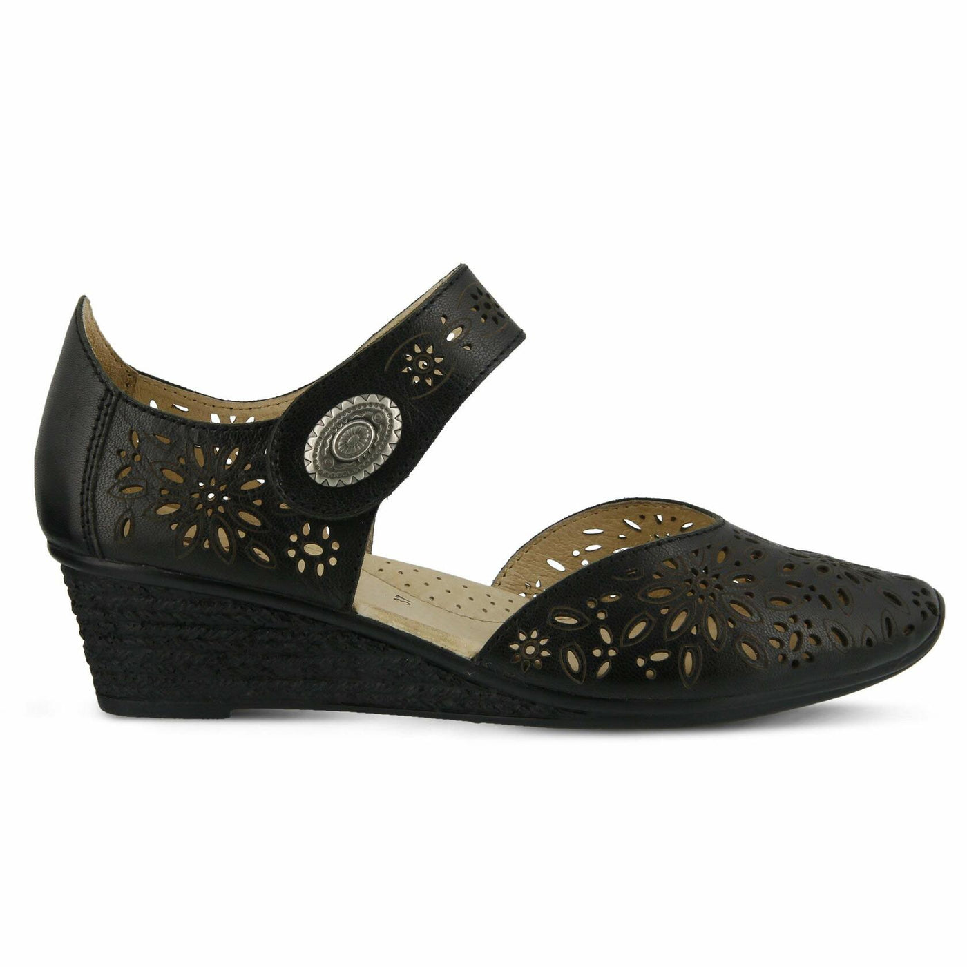Spring Step Women's Nougat Wedge Sandal, Black, 36 EU/5.5-6 M US