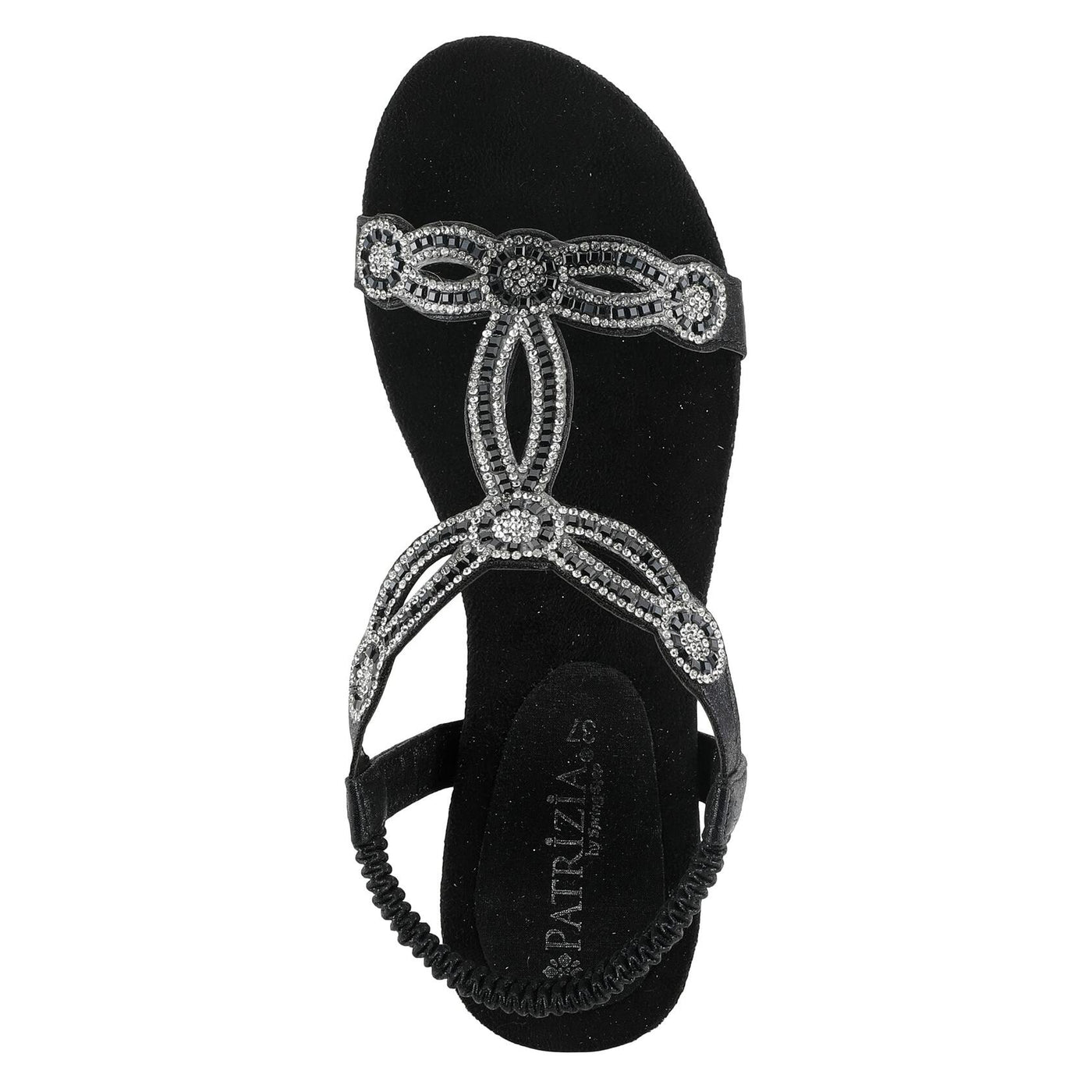 PATRIZIA Women’s Shining Slip-On Wedge Sandals – Crystal Embellished Cut-Out Design ladies slides with Comfy Silky Wrap and Flexible Rubber Sole Black EU 43 / US 11.5-12