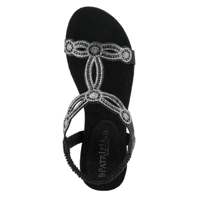 PATRIZIA Women’s Shining Slip-On Wedge Sandals – Crystal Embellished Cut-Out Design ladies slides with Comfy Silky Wrap and Flexible Rubber Sole Black EU 43 / US 11.5-12