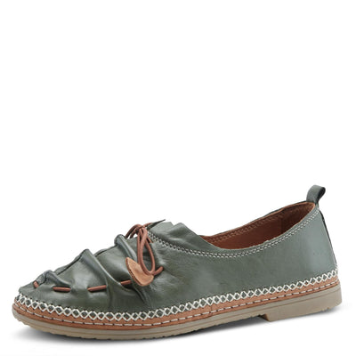 Spring Step Women's Berna Leather Loafer – Artistic Slip-On Comfort Shoe with Padded Insole, Elastic Vamp, and Durable Rubber Outsole Olive Green EU 36 / US 5.5-6