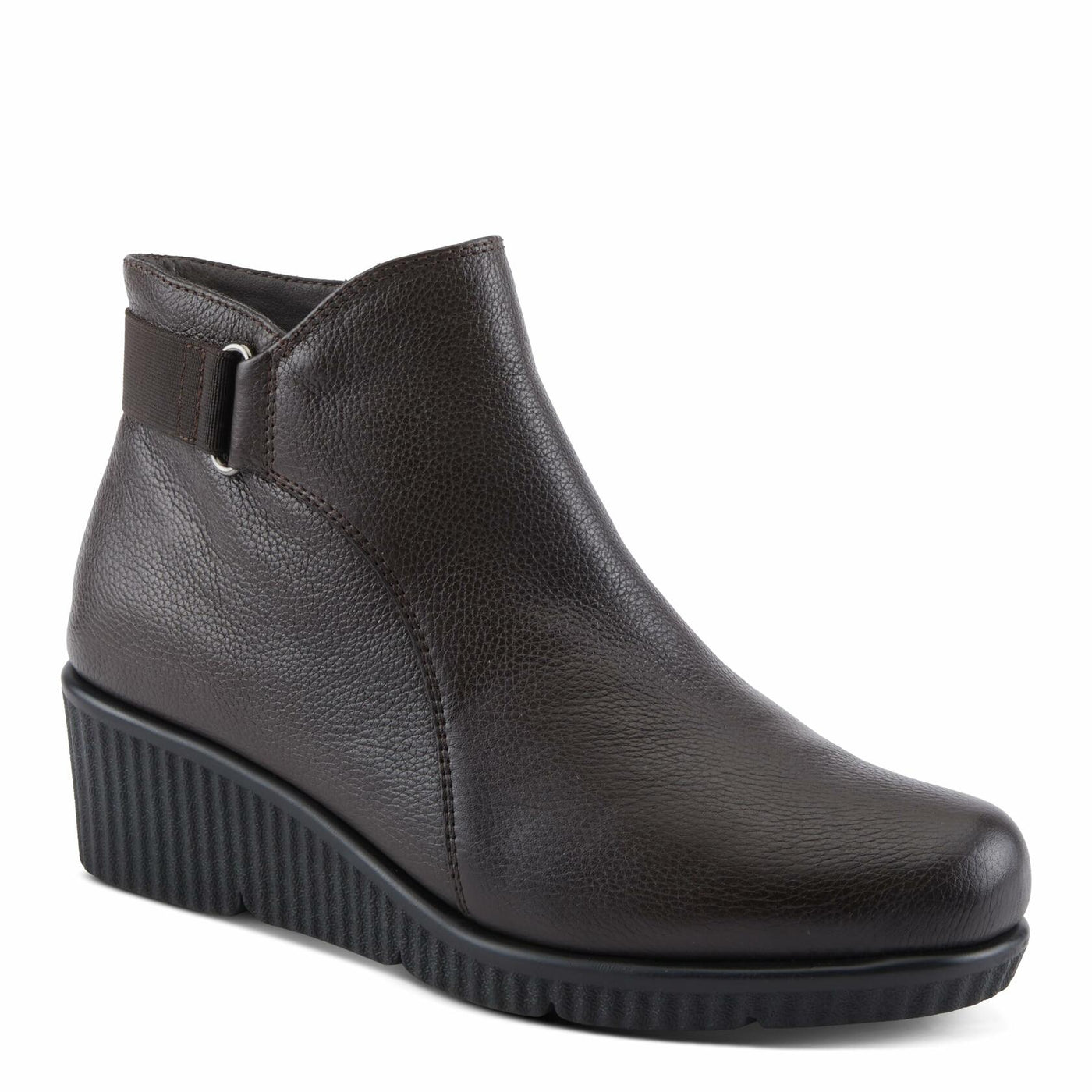 Spring Step Women's ABRUZZO Ankle Booties with Pebbled Leather, Modern Wedge Sole, and Removable Insoles