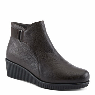 Spring Step Women's ABRUZZO Ankle Booties with Pebbled Leather, Modern Wedge Sole, and Removable Insoles