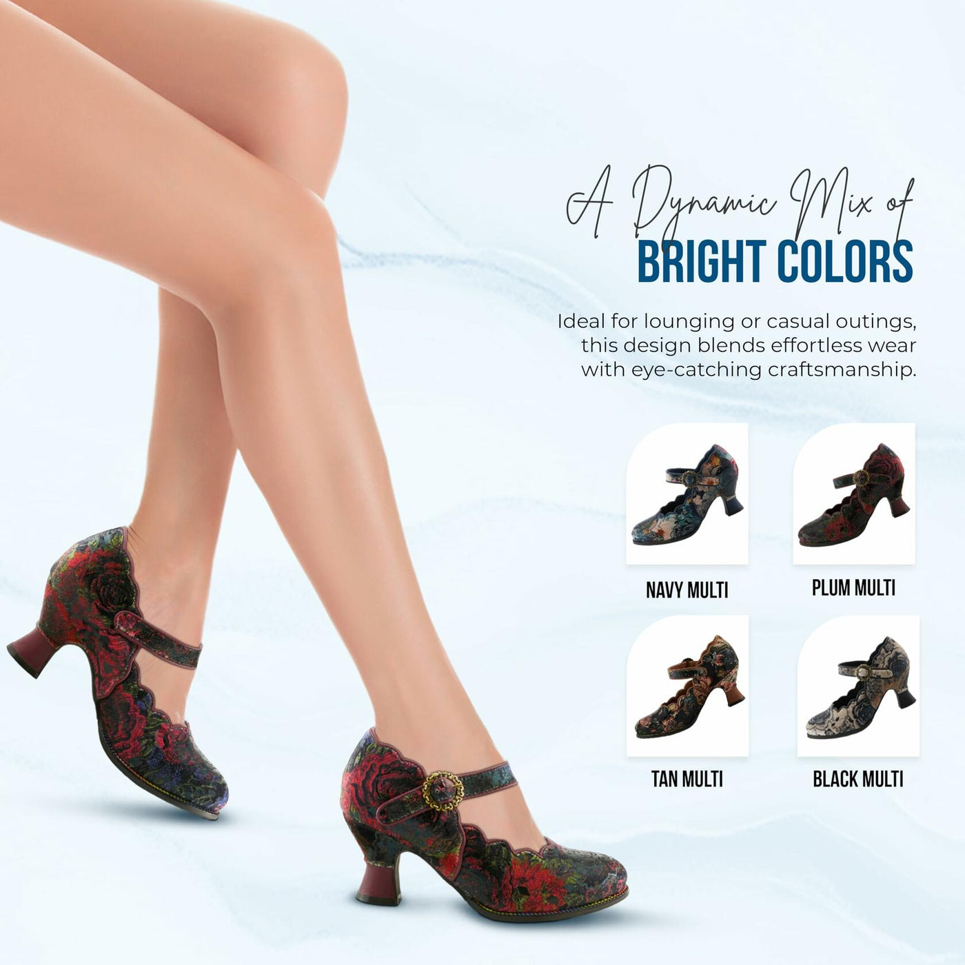 Spring Step L'Artiste Adodora-Prit Mary Jane Pumps | Baroque-Inspired Velvet & Leather Heels Black Multi EU 40 / US 9