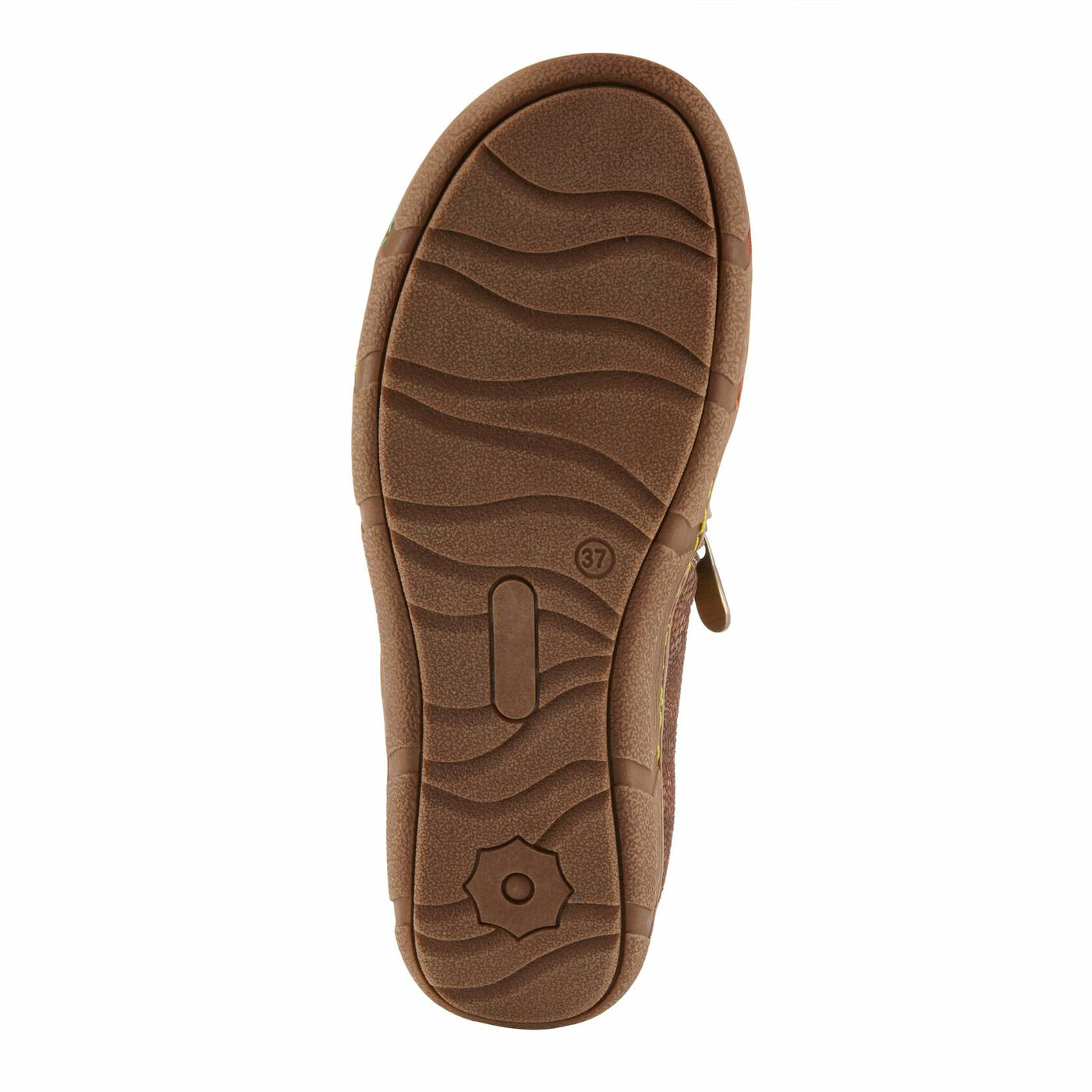 L'Artiste Lata Burnished Slip for Women with Rainbow Stitching | Walking Shoes with Hand Painted Geometric Design and Zipper Closure Brown Multi EU 39 / US 8.5