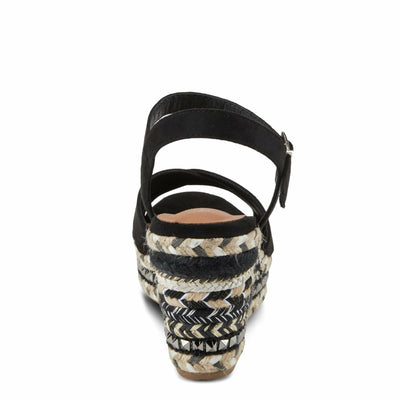 PATRIZIA Women's Sloane Wedge Sandal Black EU 38 / US 7.5-8