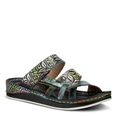 Spring Step L'Artiste Women's CAIMAN Wedge Slide Sandal Black Multi EU 36/5.5-6