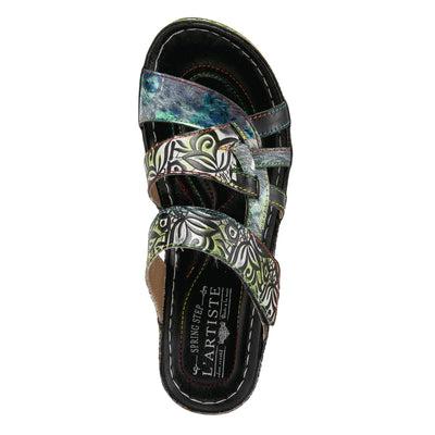 Spring Step L'Artiste Women's CAIMAN Wedge Slide Sandal Black Multi EU 36/5.5-6