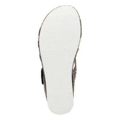 Spring Step L'Artiste Women's CAIMAN Wedge Slide Sandal Black Multi EU 36/5.5-6