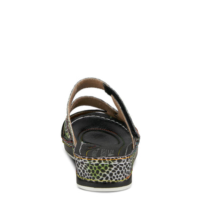 Spring Step L'Artiste Women's CAIMAN Wedge Slide Sandal Black Multi EU 36/5.5-6