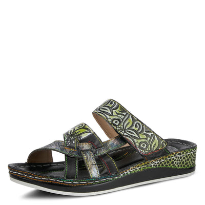 Spring Step L'Artiste Women's CAIMAN Wedge Slide Sandal Black Multi EU 36/5.5-6