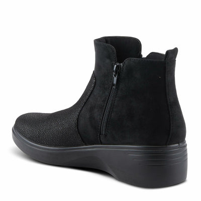 Flexus Women's YANCEY Wedge Booties with Embossed Pattern, Dual Zippers, and Comfortable Fit Black EU 42 / US 10.5-11