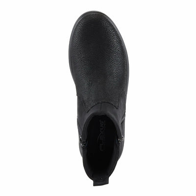 Flexus Women's YANCEY Wedge Booties with Embossed Pattern, Dual Zippers, and Comfortable Fit Black EU 42 / US 10.5-11