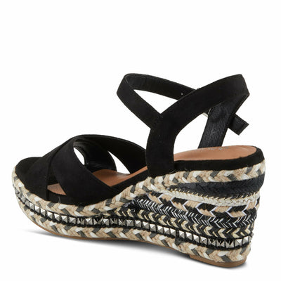 PATRIZIA Women's Sloane Wedge Sandal Black EU 36 / US 5.5-6