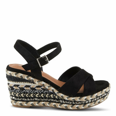 PATRIZIA Women's Sloane Wedge Sandal Black EU 36 / US 5.5-6