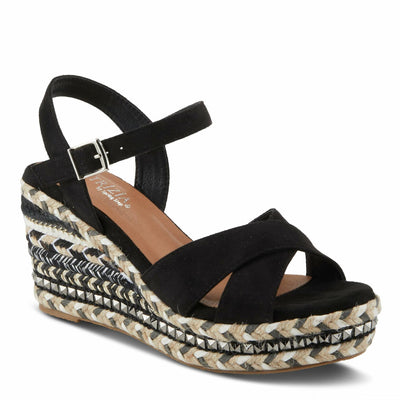 PATRIZIA Women's Sloane Wedge Sandal Black EU 36 / US 5.5-6