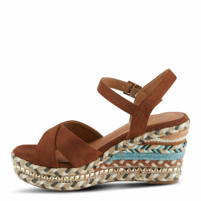 PATRIZIA Women's Sloane Wedge Sandal Brown EU 39 / US 8.5