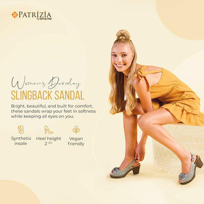 PATRIZIA Women’s Doriday Slingback Sandals Peep Toe - Adjustable Buckle Strap Dimensional Flower Design - Comfort Heel Platform Synthetic Upper PU Outsole, Orange EU 42 / US 10.5-11