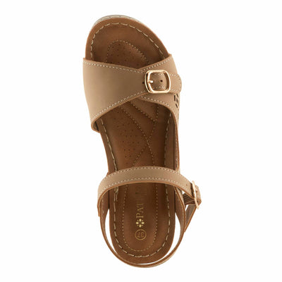 PATRIZIA Spring Step Shantay Wedge Sandals for Women - Ladies Sandals with Ankle Strap Buckle Closures - Womens Casuals Sandals for Outdoor - Tan EU 40 / US 9
