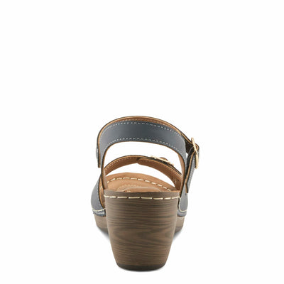 PATRIZIA Spring Step Shantay Wedge Sandals for Women - Ladies Sandals with Ankle Strap Buckle Closures - Womens Casuals Sandals for Outdoor - Navy EU 39 / US 8.5