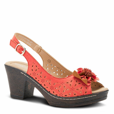PATRIZIA Women’s Doriday Slingback Sandals Peep Toe - Adjustable Buckle Strap Dimensional Flower Design - Comfort Heel Platform Synthetic Upper PU Outsole, Orange EU 42 / US 10.5-11