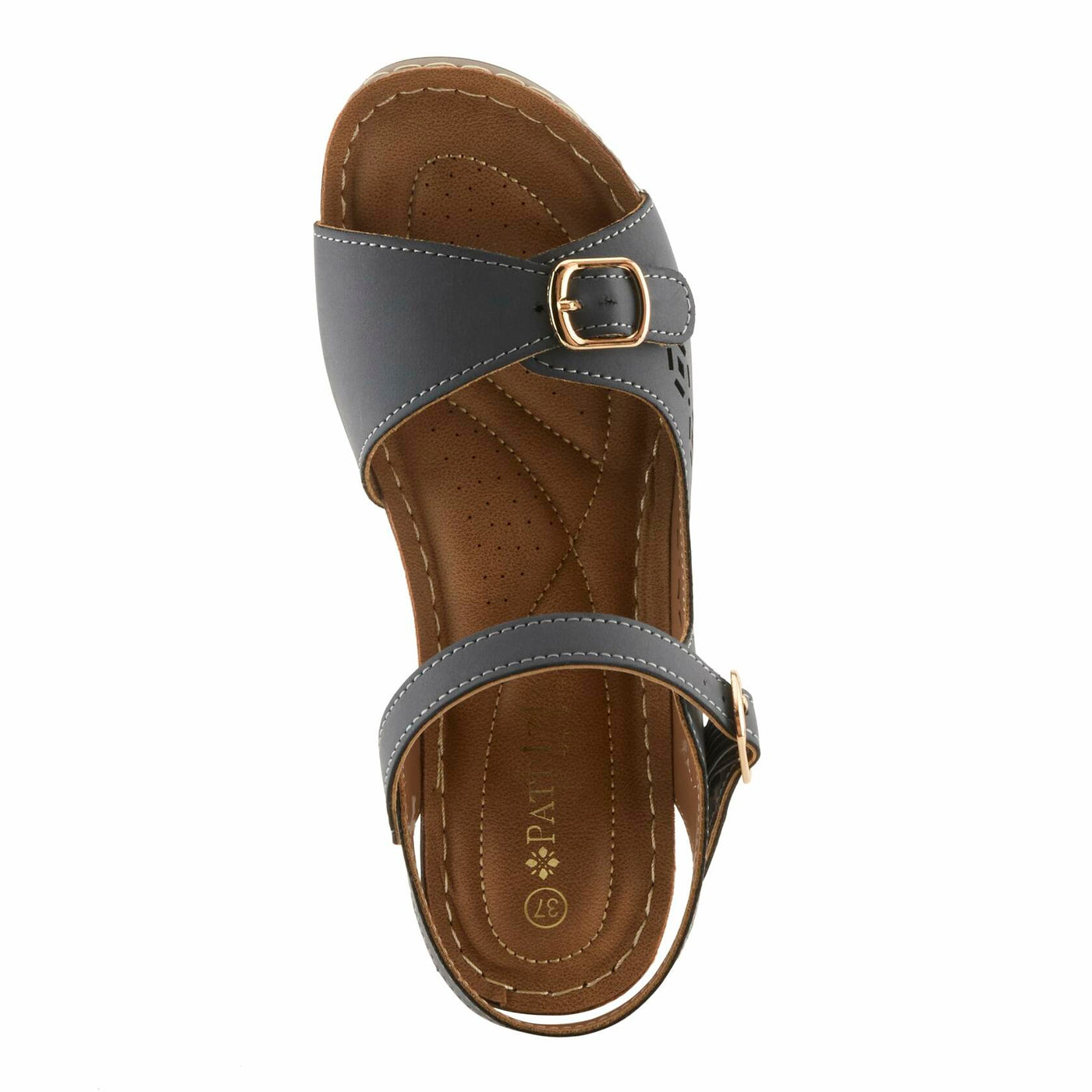 PATRIZIA Spring Step Shantay Wedge Sandals for Women - Ladies Sandals with Ankle Strap Buckle Closures - Womens Casuals Sandals for Outdoor - Navy EU 39 / US 8.5