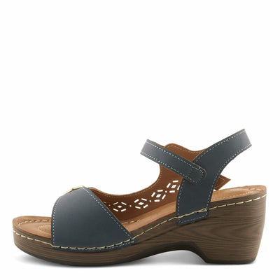 PATRIZIA Spring Step Shantay Wedge Sandals for Women - Ladies Sandals with Ankle Strap Buckle Closures - Womens Casuals Sandals for Outdoor - Navy EU 39 / US 8.5