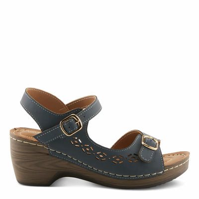 PATRIZIA Spring Step Shantay Wedge Sandals for Women - Ladies Sandals with Ankle Strap Buckle Closures - Womens Casuals Sandals for Outdoor - Navy EU 39 / US 8.5