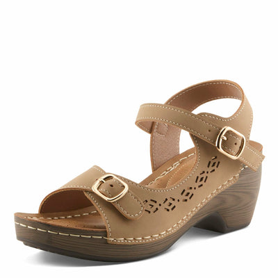 PATRIZIA Spring Step Shantay Wedge Sandals for Women - Ladies Sandals with Ankle Strap Buckle Closures - Womens Casuals Sandals for Outdoor - Yellow EU 39 / US 8.5