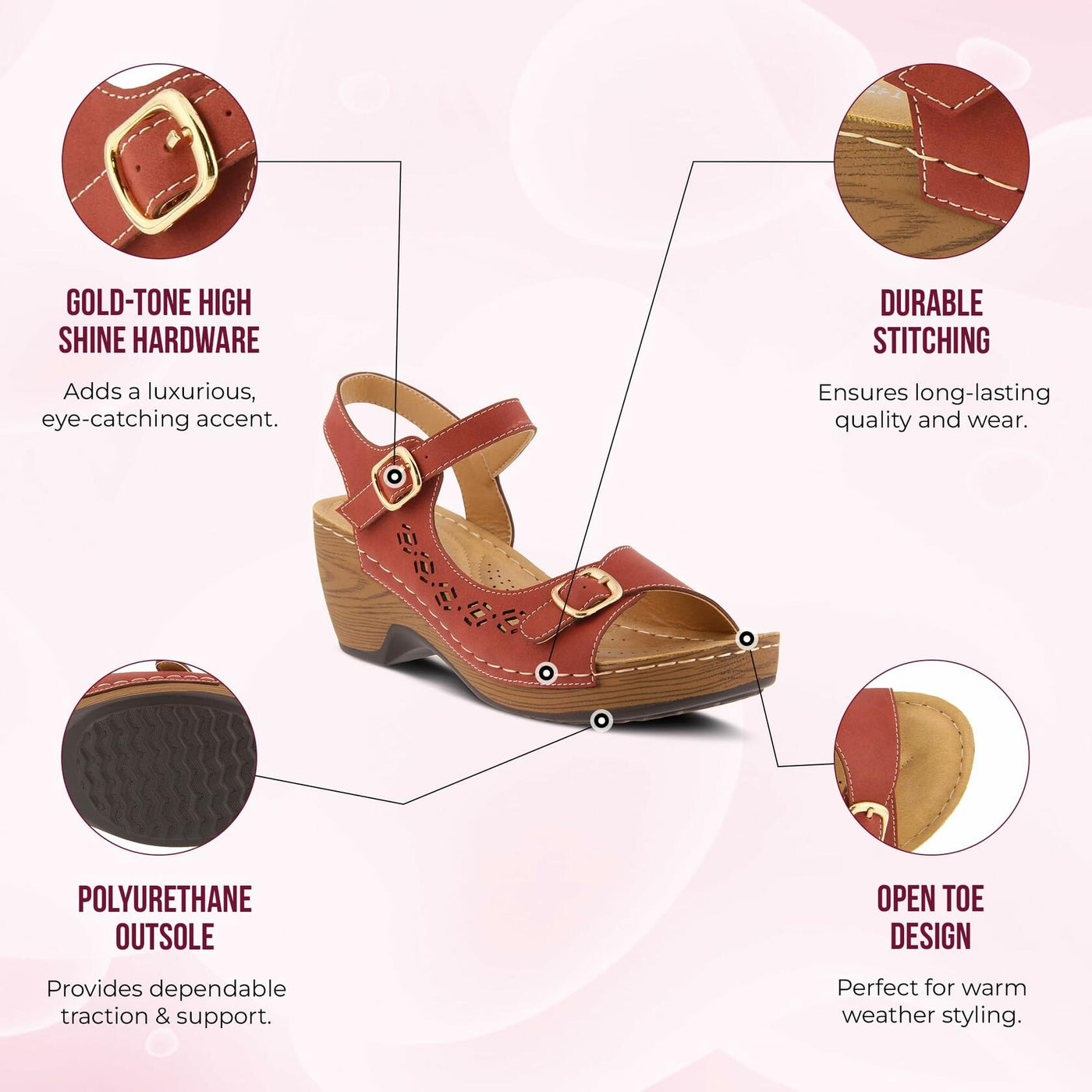 PATRIZIA Spring Step Shantay Wedge Sandals for Women - Ladies Sandals with Ankle Strap Buckle Closures - Womens Casuals Sandals for Outdoor - Navy EU 39 / US 8.5