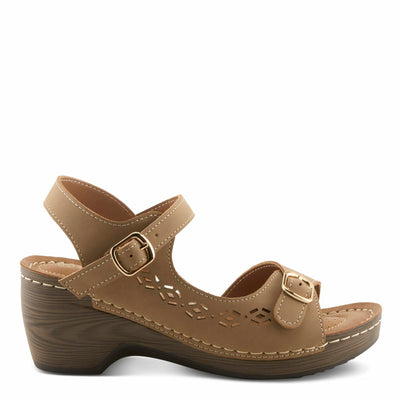 PATRIZIA Spring Step Shantay Wedge Sandals for Women - Ladies Sandals with Ankle Strap Buckle Closures - Womens Casuals Sandals for Outdoor - Yellow EU 39 / US 8.5