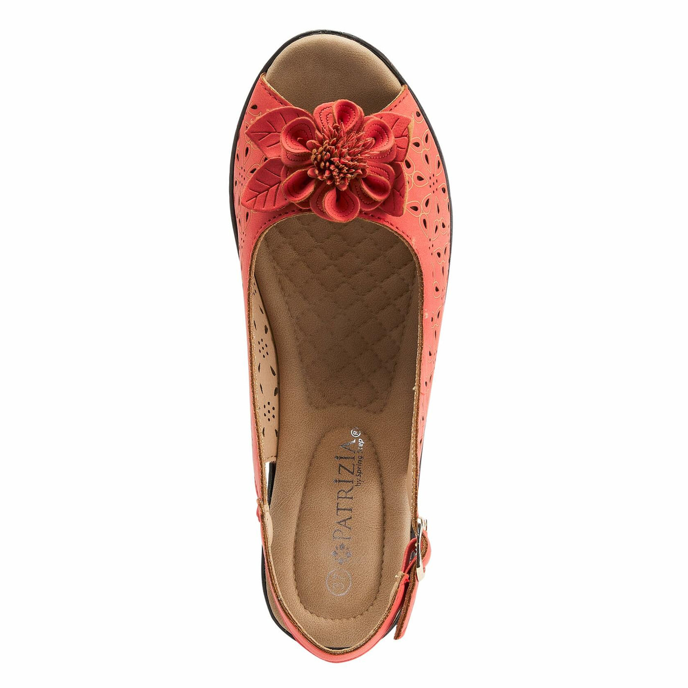 PATRIZIA Women’s Doriday Slingback Sandals Peep Toe - Adjustable Buckle Strap Dimensional Flower Design - Comfort Heel Platform Synthetic Upper PU Outsole, Orange EU 42 / US 10.5-11