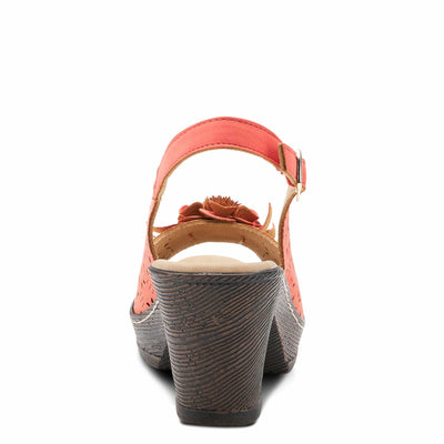 PATRIZIA Women’s Doriday Slingback Sandals Peep Toe - Adjustable Buckle Strap Dimensional Flower Design - Comfort Heel Platform Synthetic Upper PU Outsole, Orange EU 42 / US 10.5-11
