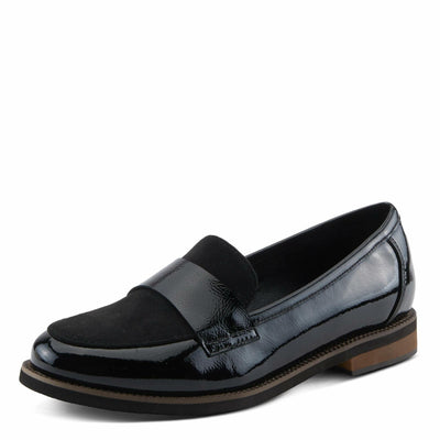 PATRIZIA NOLDIN Women’s Slip-On Loafer – Faux Suede & Patent Combo with Cushioned Insole Black Patent EU 36 / US 5.5-6