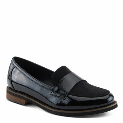 PATRIZIA NOLDIN Women’s Slip-On Loafer – Faux Suede & Patent Combo with Cushioned Insole Black Patent EU 36 / US 5.5-6