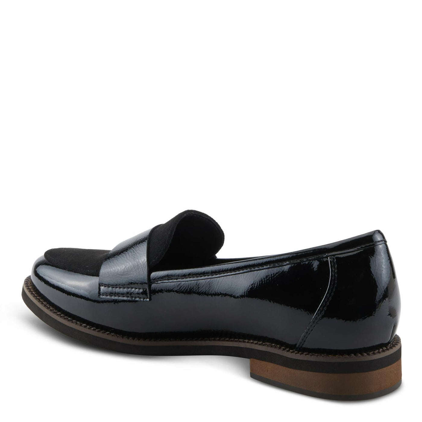 PATRIZIA NOLDIN Women’s Slip-On Loafer – Faux Suede & Patent Combo with Cushioned Insole Black Patent EU 36 / US 5.5-6